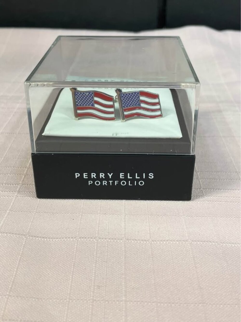 Perry Ellis American Flag Men's Bullet Back Cufflinks Silver GPC0017M SLV041